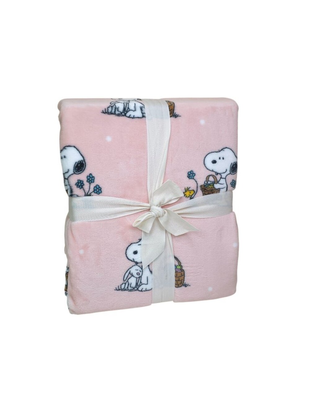 Peanuts VelvetLoft Plush Twin Blanket Snoopy Easter 60"x90" Pink By Berkshire